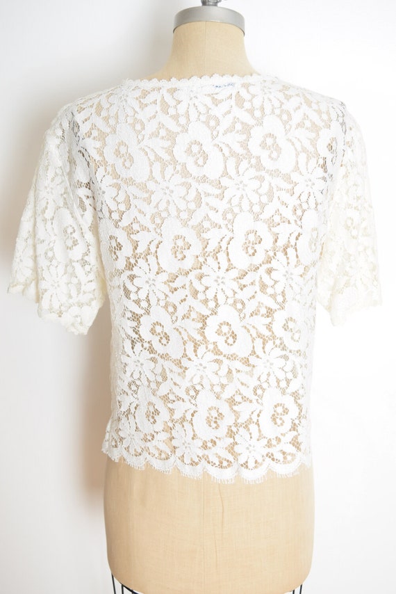 vintage 90s top, 90s shirt, 90s lace top, sheer l… - image 5