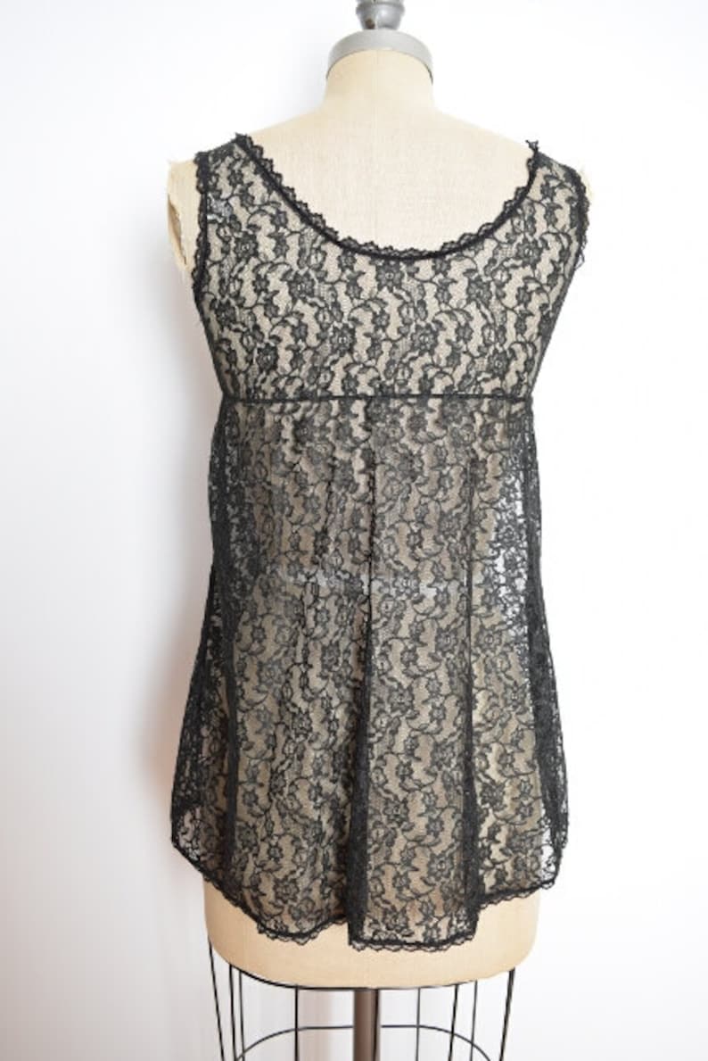 Vintage 70s Top Sheer Black Lace Babydoll Lingerie Tunic Top - Etsy