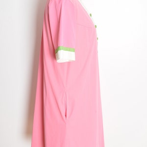 Vintage 60s Nachthemd roze nylon mod nachtjapon robe bed jas instellen lingerie jurk kleding M afbeelding 4