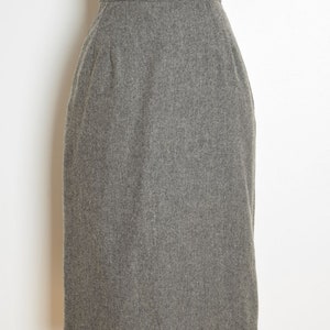 vintage 80s skirt gray wool high waisted slim secretary pencil skirt S simple clothing image 2