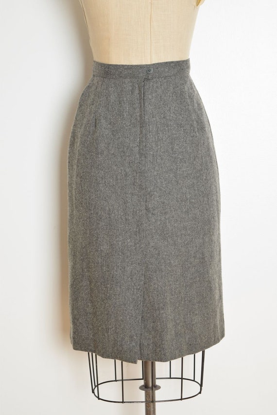 vintage 80s skirt gray wool high waisted slim sec… - image 5