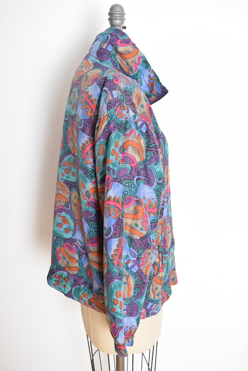 vintage early 90s jacket plum silk windbreaker pottery print bomber coat clothing image 4