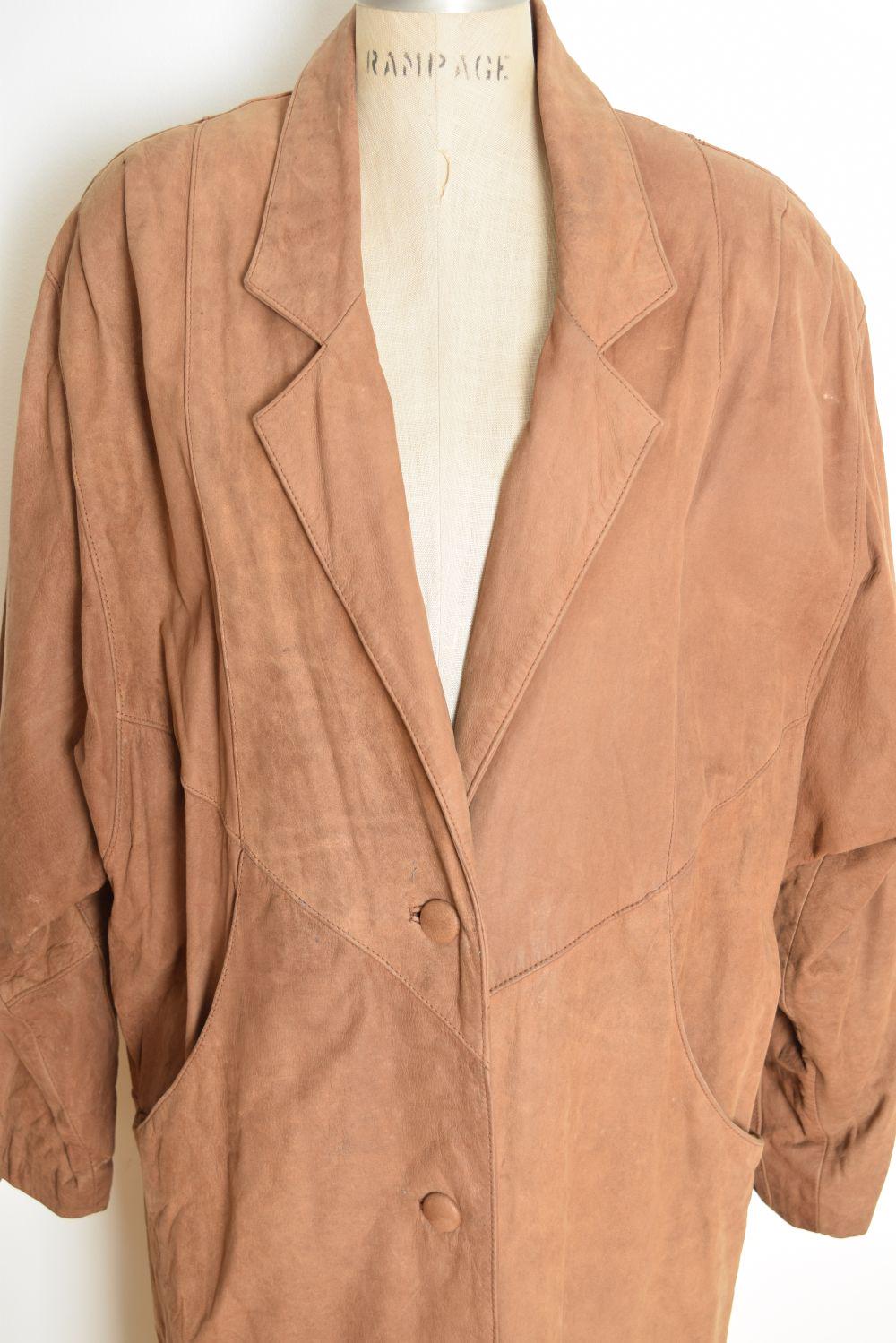 Vintage 90s Coat ADVENTURE BOUND Wilsons Leather Suede Brown Long