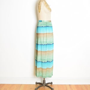 vintage 70s skirt art deco city novelty print blue green long maxi coverup M clothing image 5