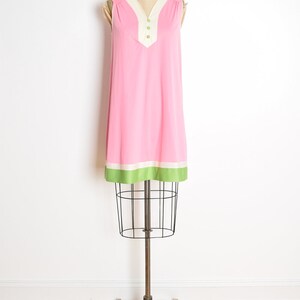 Vintage 60s Nachthemd roze nylon mod nachtjapon robe bed jas instellen lingerie jurk kleding M afbeelding 6
