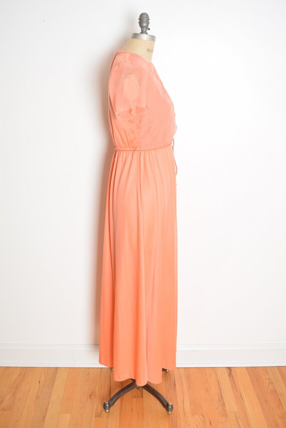 vintage 70s dress peach tiered disco prom long ma… - image 5