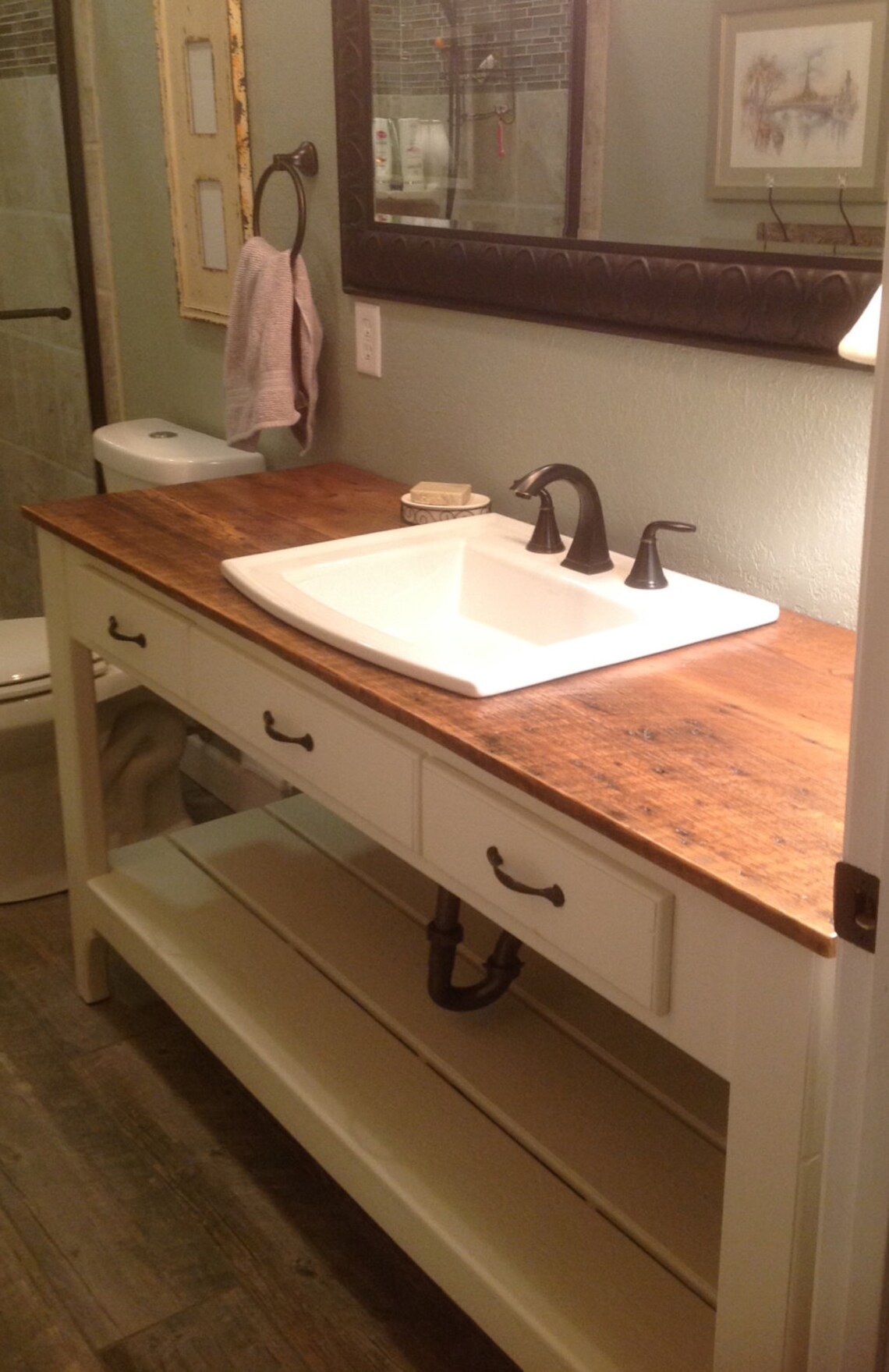 Stained Reclaimed Wood Top Vanity Etsy
