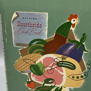 Watkins 1952 Hearthside Cook Book Spiral Bound Pictorial Board Cover/Dj J R Watkins Company Vintage Book In Very Good Condition