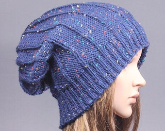 Knit hat, womens hat, winter Hat, slouchy hat, slouchy knit hat, chunky knit hat, chunky hat, fall knit hat, Slouchy Beanie, navy knit hat