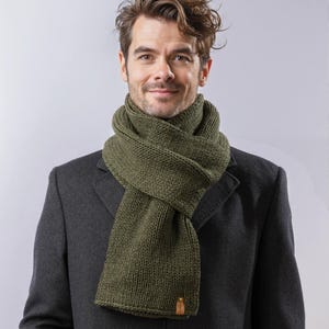 Mens 100% Merino Wool Knit Scarf with Optional Gift Box, Handmade in USA