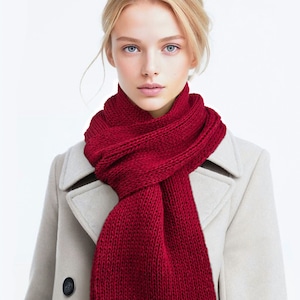 Handmade Knit Scarf,  100% Pure Wool Scarf, Lightweight Knitted Scarf, Knitted Woolen Scarf, Womens Winter Scarf