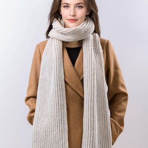 100% Merino Wool Extra Long Knit Scarf, Handmade in USA