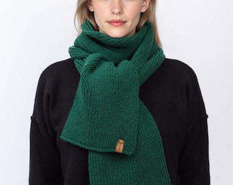 Handmade 100% Merino Wool Knit Scarf, Gift Box, Womens Winter Scarf made in USA,