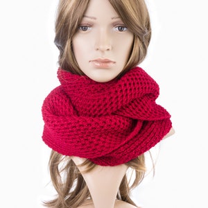 Chunky Scarf, Chunky Knit Scarf, Knit Infinity Scarf, Infinity Scarf Red