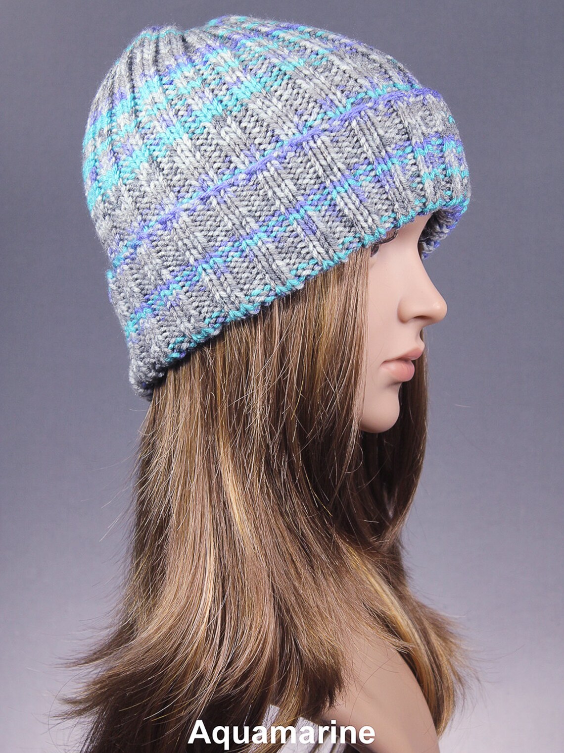 Women Knit Beanie Knit Beanie Chunky Knit Hat Roll up Brim Etsy