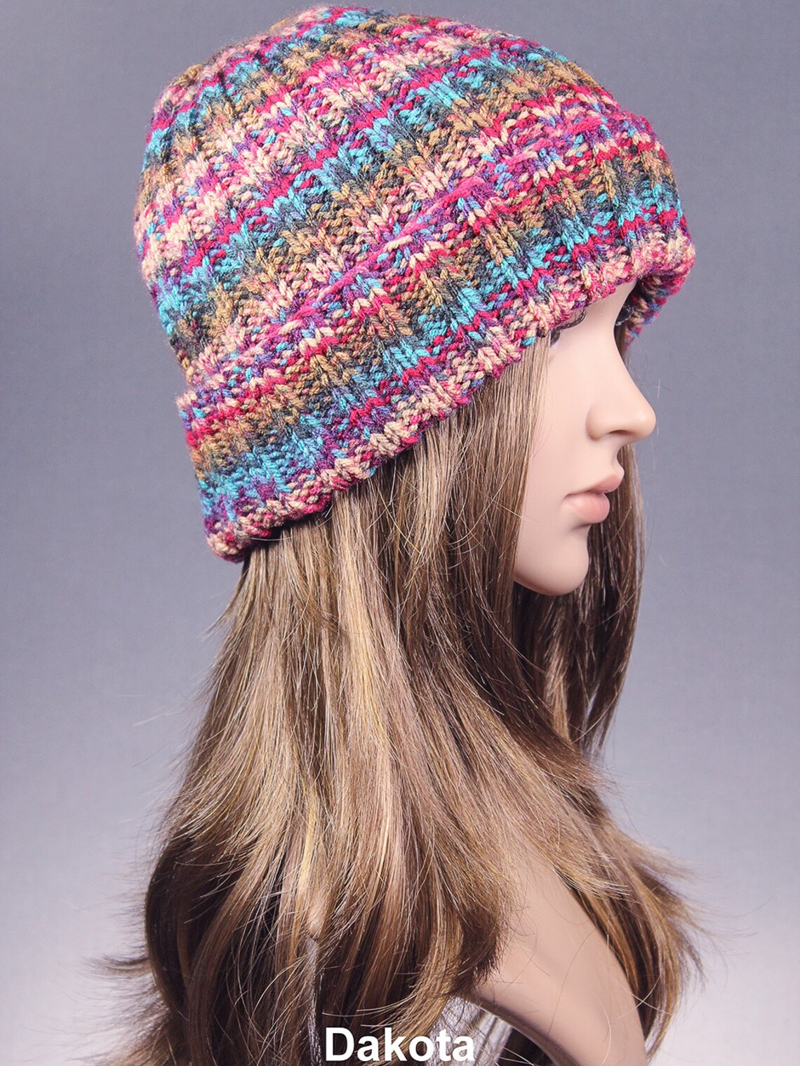 Women Knit Beanie Knit Beanie Chunky Knit Hat Roll up Brim Etsy