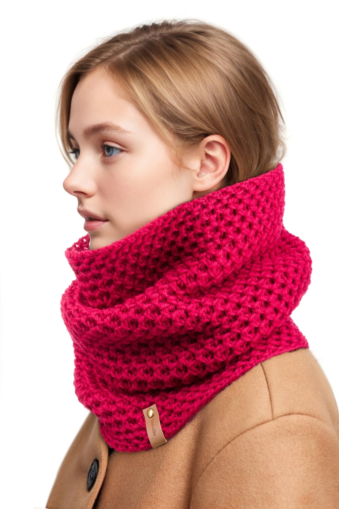 100 Wool Knitted Cowl, Pure Wool Neck Warmer, Womens Tube Scarf Cowl