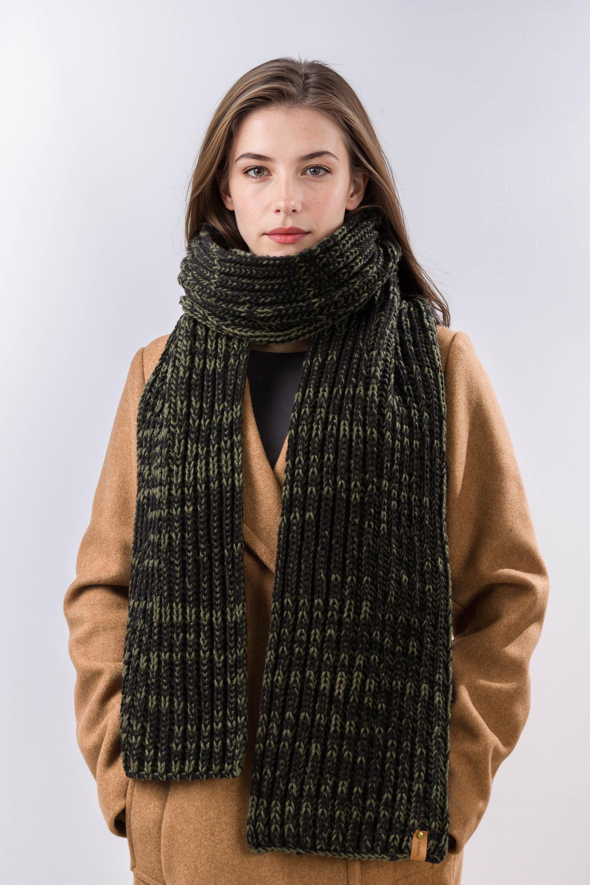 100% Merino Wool Chunky Rib Knit Scarf - Etsy