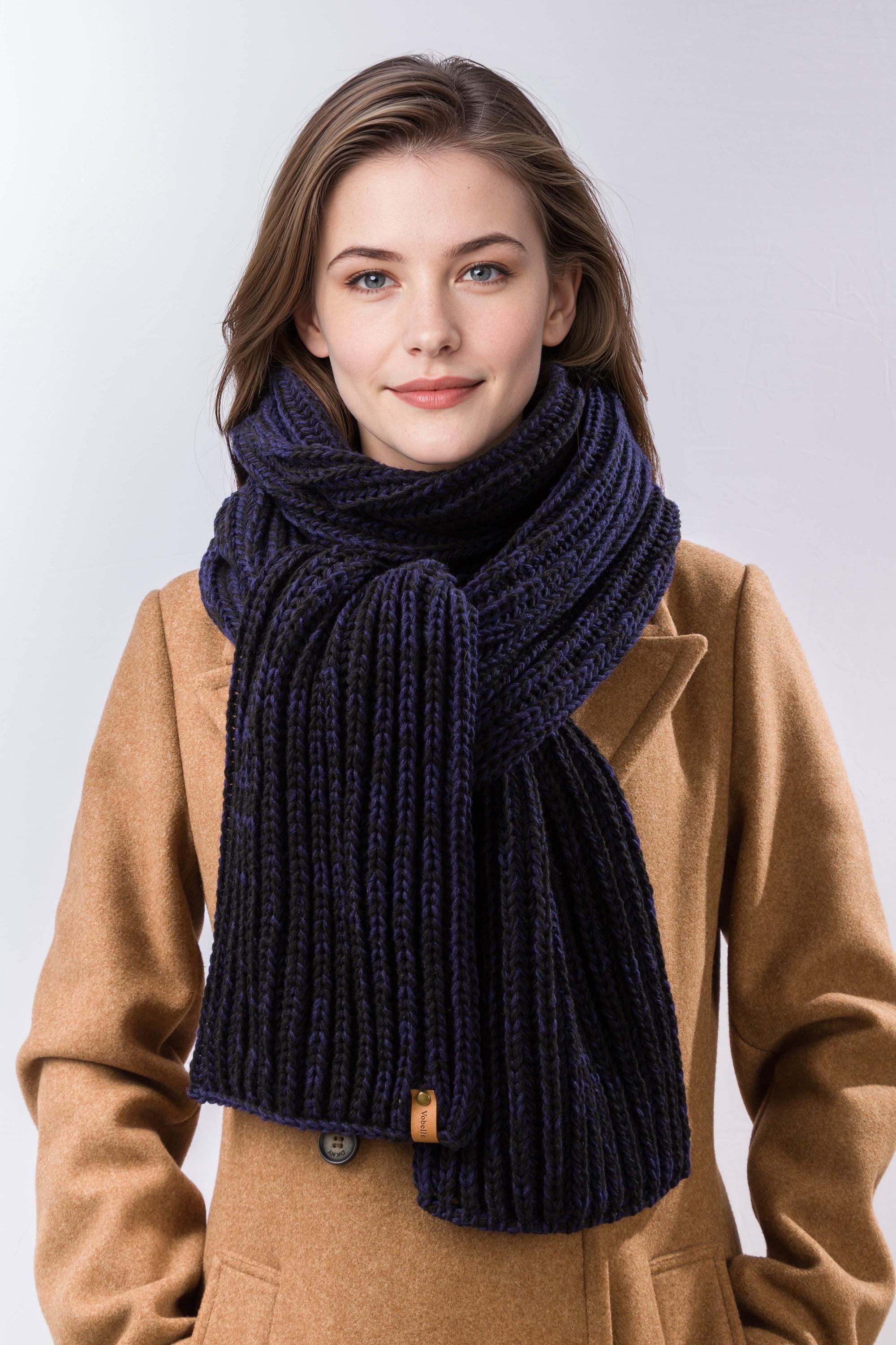 100% Merino Wool Chunky Rib Knit Scarf - Etsy