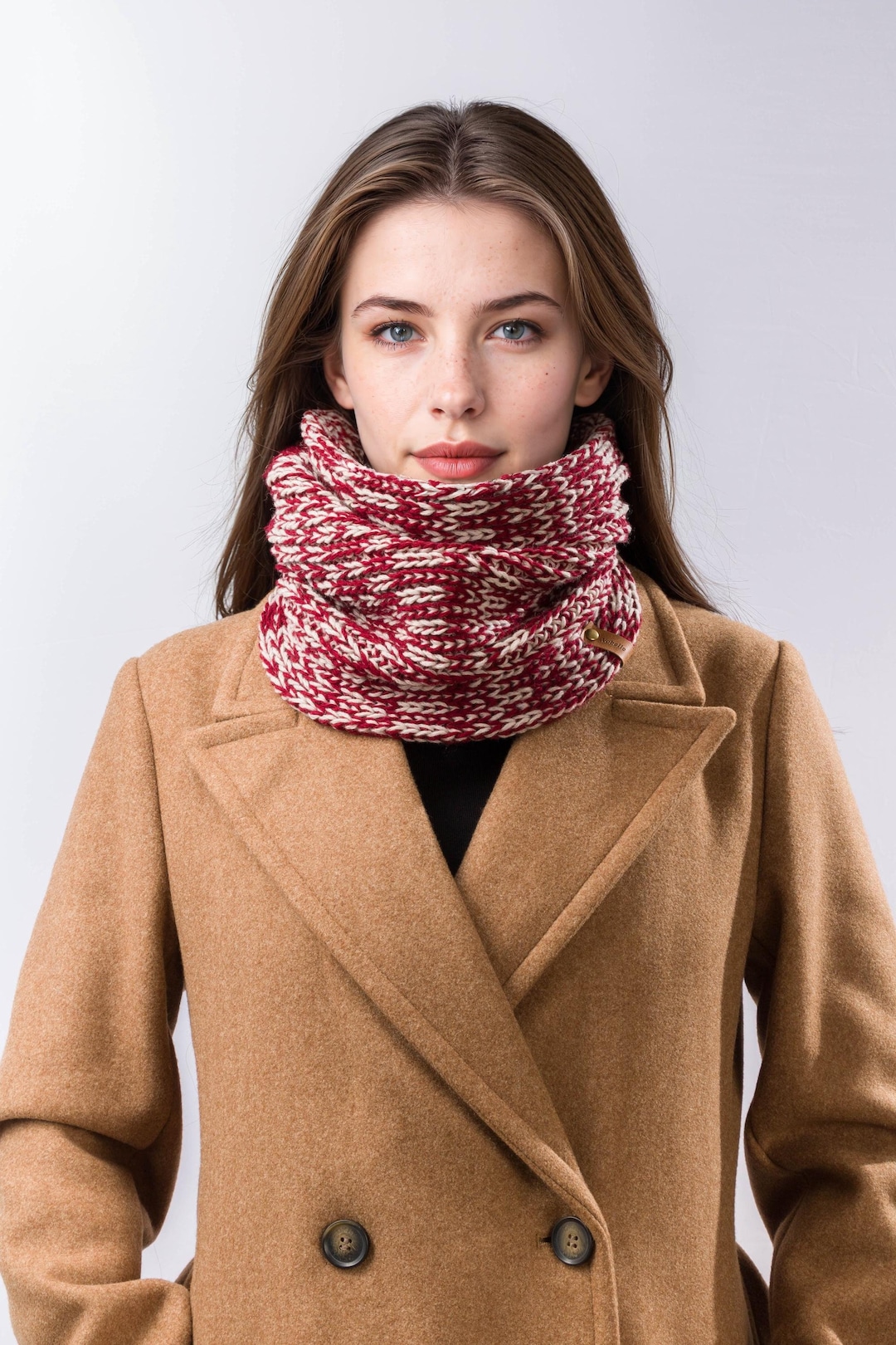 100% Merino Wool Two Tone Knit Cowl Neck Warmer - Etsy