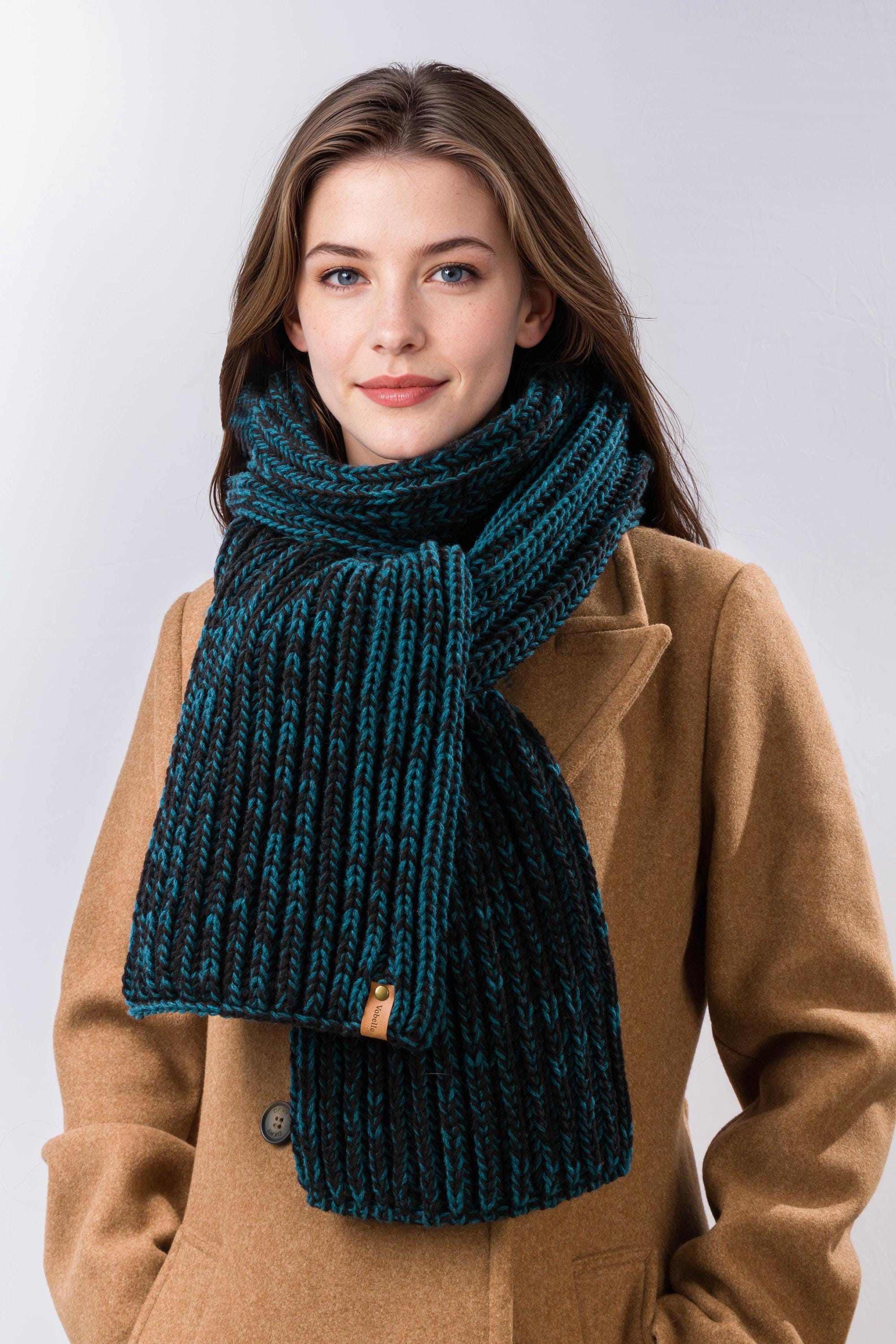100% Merino Wool Chunky Rib Knit Scarf - Etsy