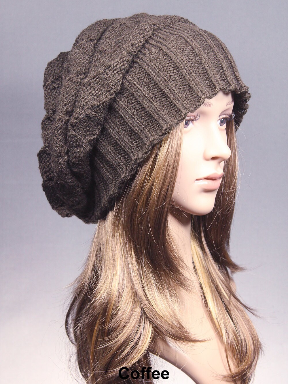 Slouchy Hat, Knit Hat, Women Knit Hat, Black Knit hat, Slouch Beanie