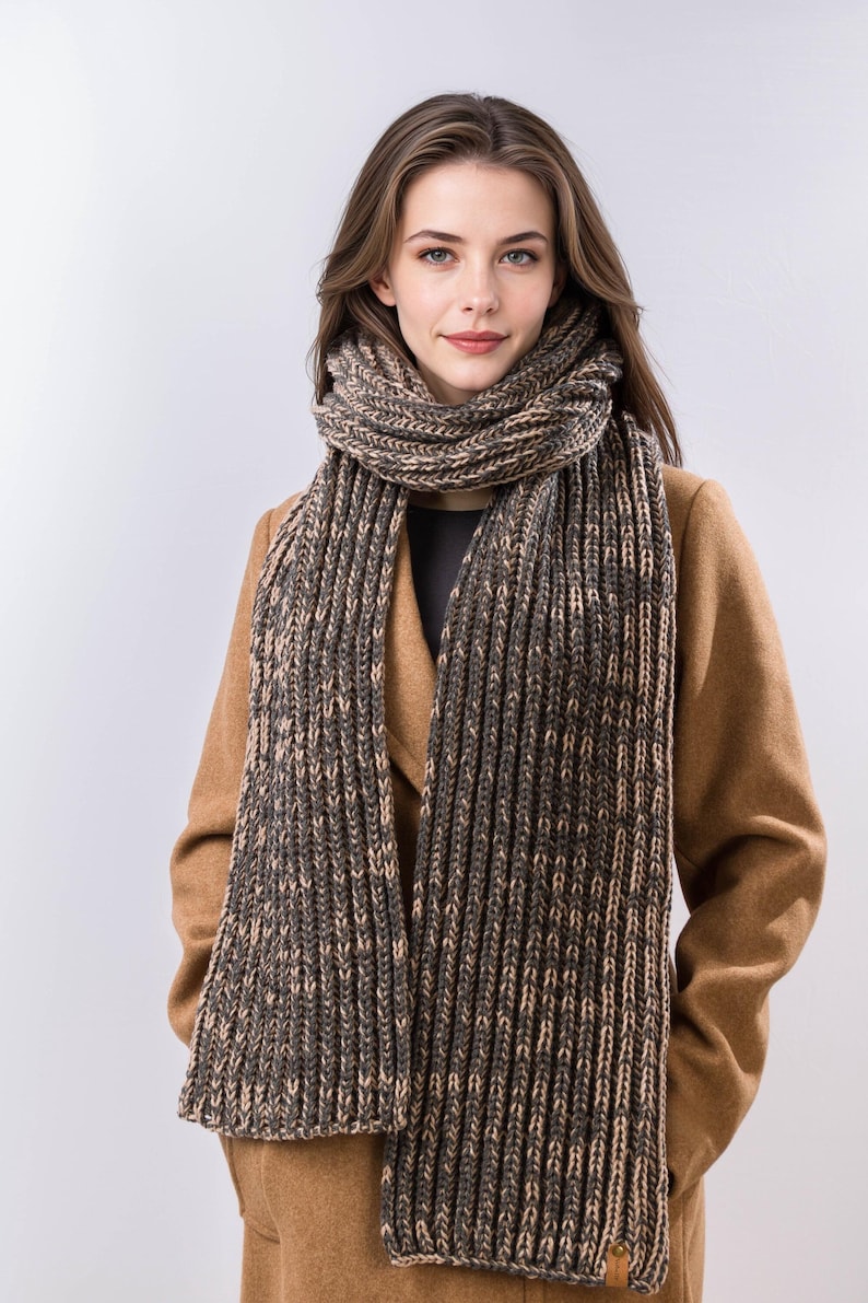 100% Merino Wool Chunky Rib Knit Scarf - Etsy