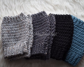 Chauffe-chevilles au crochet, peuvent également être des poignets de bottes