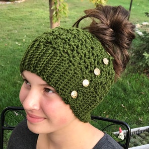 Gorro de mujer, gorro con moño, gorro de invierno, gorro con moño, gorro de niña, gorro de cola de caballo, gorro de punto, listo para enviar, más colores disponibles