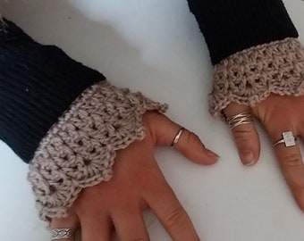 Cuffs, Women's Gloves, Crochet Woodland Wrist Cuffs