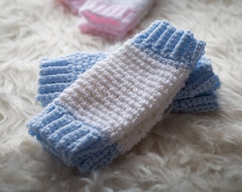 Baby Leg warmers, Sitter Leg Warmers, 2 Pair Leg Warmers, Size- 3 - 6 mth Leg Warmers, Choose Pink or Blue Crochet Leg warmers, RTS