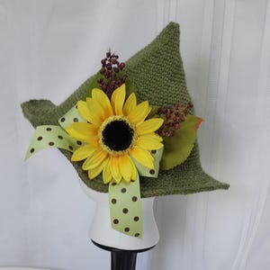Hand Crocheted Pixie Hat: Wool Alpaca Blend, Adjustable Brim