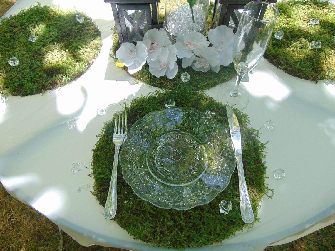 Round Moss Placemats 10 14 Plate Chargers Serveware Etsy