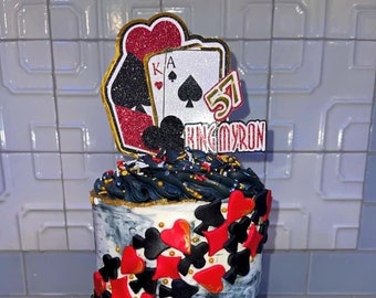 Casino Cake Topper, Playing Cards Cake Topper, Poker Cake Topper, Casino Theme Party, Cards Party, Casino Decor, Casino Theme Party,