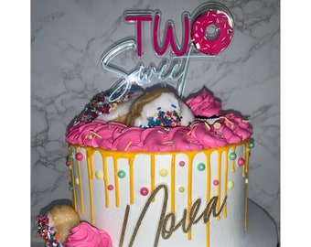 Acrylic two sweet cake topper, two sweet cake topper,sweet one cake topper, donut cake topper, fourever sweet topper, two sweet birthday