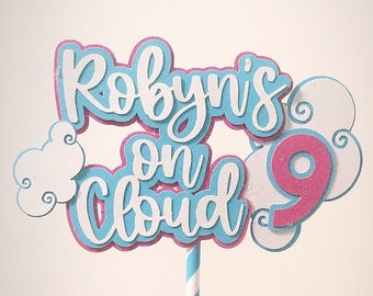 Cloud 9 Cake Topper, Cloud Nine Cake Topper, Cloud 9 Decor, Cloud 9 Party, 9th birthday cake topper, 9th birthday, 9th birthday party