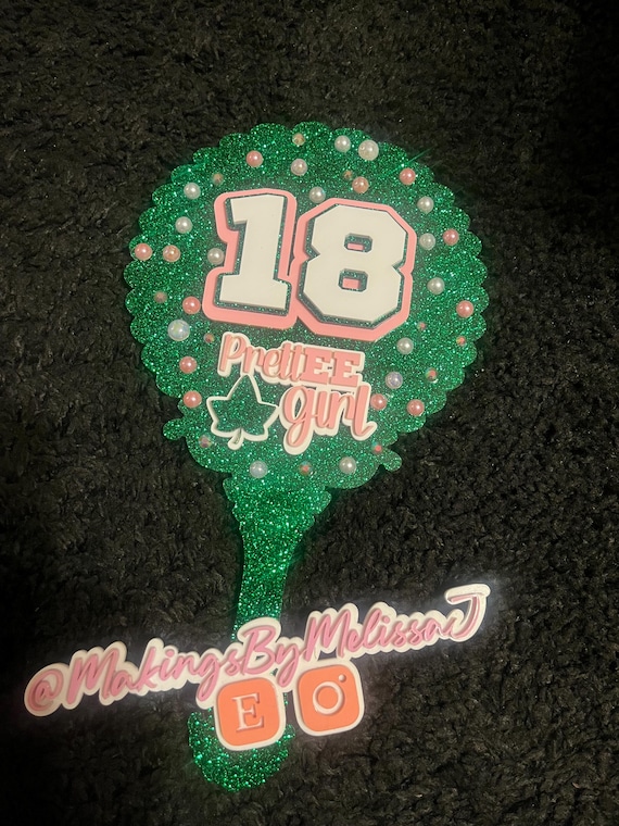 AKA Mirror, sorority mirror, pink and green mirror, crossing gift, custom mirror, handheld personalized mirror, pretty gir
