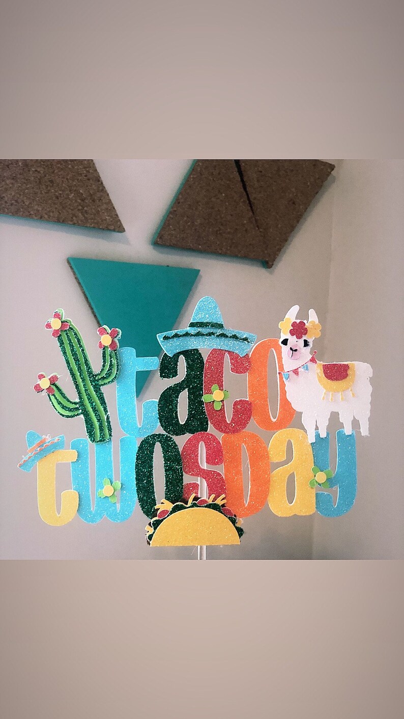 Taco Twosday Cake Topper, Taco Tuesday Cake topper, taco cake topper, taco about a party, taco 'bout a party, two year old party, image 2