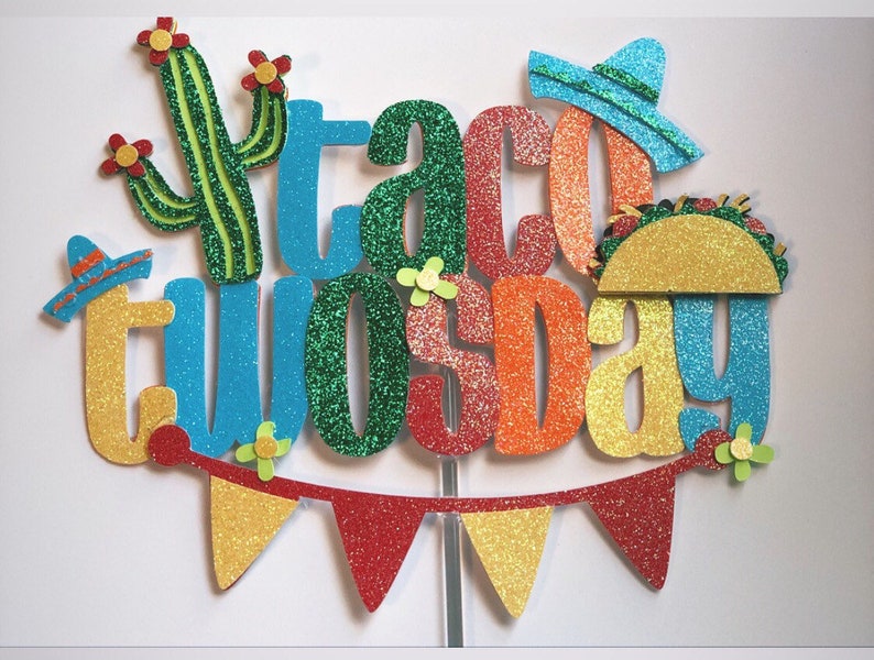 Taco Twosday Cake Topper, Taco Tuesday Cake topper, taco cake topper, taco about a party, taco 'bout a party, two year old party, image 1