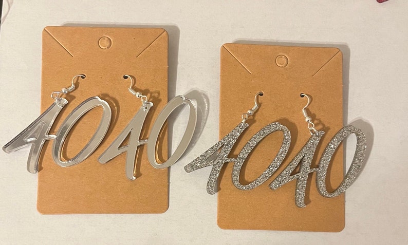 Age earrings, birthday earrings, 40th birthday earrings, number earrings,acrylic earrings, custom earrings image 5