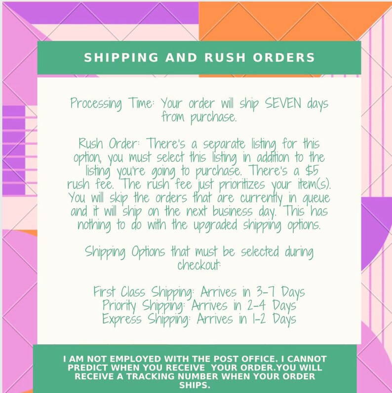 Rush Order Example Rush Order | Etsy