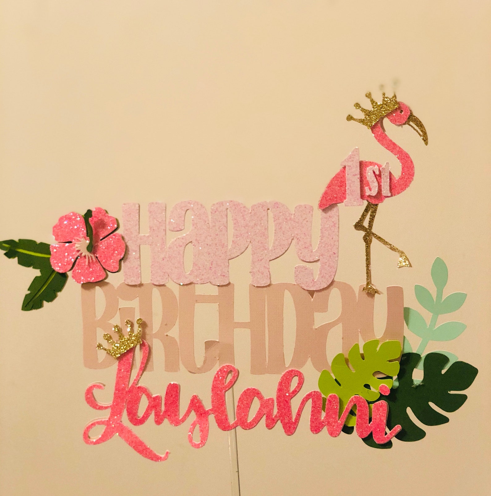 Flamingo Cake Topper Flamingle Tropical Cake Topper Etsy