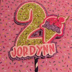 Ice cream cake topper, two sweet cake topper, sweet one cake topper, sprinkle cake topper, ice cream party, dessert cake topper, ice cream