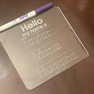 Name tracing board, tracing board, I can write my name board, dry erase board, acrylic name practice board