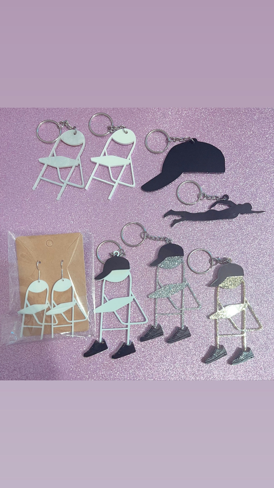 Folding Chair Earrings, White Chair Keychain, Chair Earrings, Swimmer