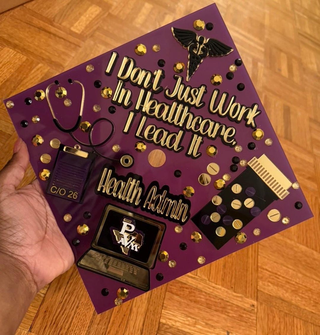 ACRYLIC Graduation Cap Topper, Health Administration Graduation Cap ...