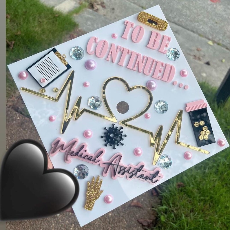 Medical Coding Cap Design ACRYLIC Graduation Cap Topper, Nurse Graduation, Medical Assistant ...