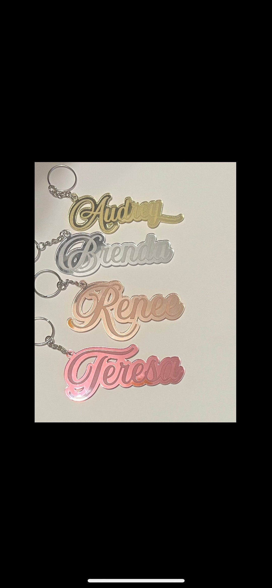 Engraved Mirror Acrylic Name Keychains Custom Name Keychain Etsy