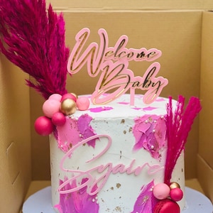 Welcome Baby Cake Topper, Acrylic Baby shower cake topper,  Baby shower cake topper, custom baby shower cake topper, acrylic name charm