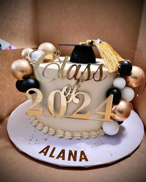 "One Degree Hotter" Acrylic Cake Topper - Graduation Party Decor For Class Of 2025, Black Modern Charm - View #3